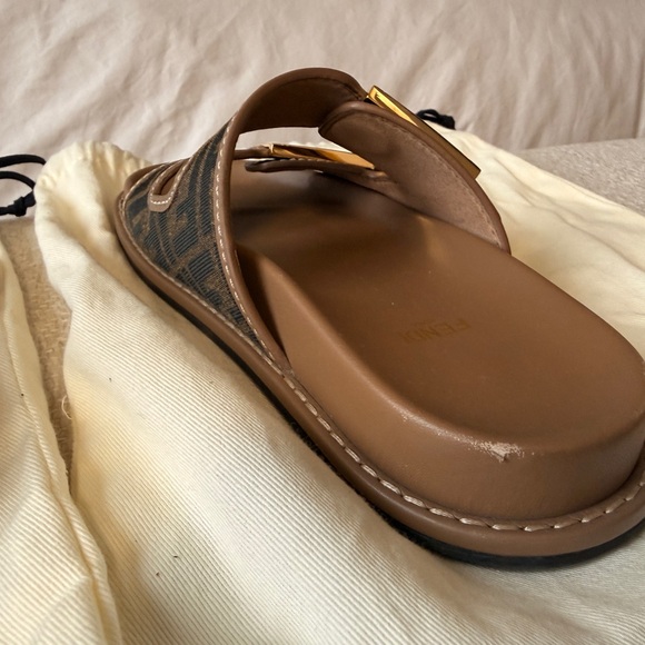 Brown FF fabric Slides - Picture 9 of 11